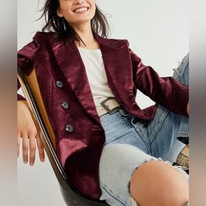 Free People Velvet Ashby Blazer - Sz L/NWOT